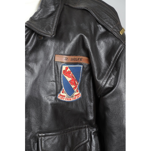 450 - A FLIGHT TECH INC. TYPE A-2C LEATHER FLYING JACKET. An American 'Airforce' type flying jacket with F... 