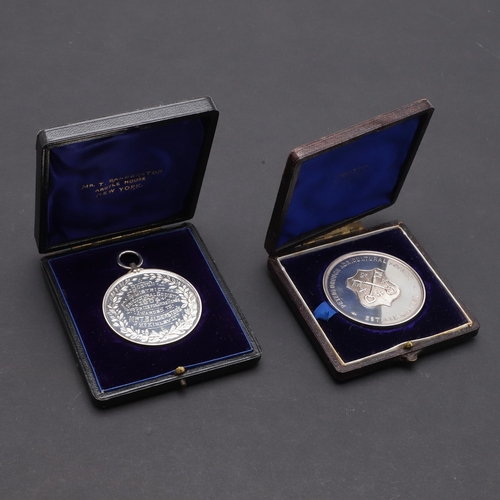 470 - TWO AGRICULTURAL AWARD MEDALS BY THOMAS OTTLEY. An agricultural award medal with a standing shire ho... 