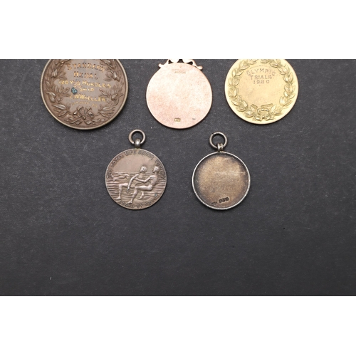 472 - A COLLECTION OF GOLD AND SILVER SPORTING MEDALS TO INCLUDE A 1920'S OLYMPIC TRIALS MEDAL. A London A... 