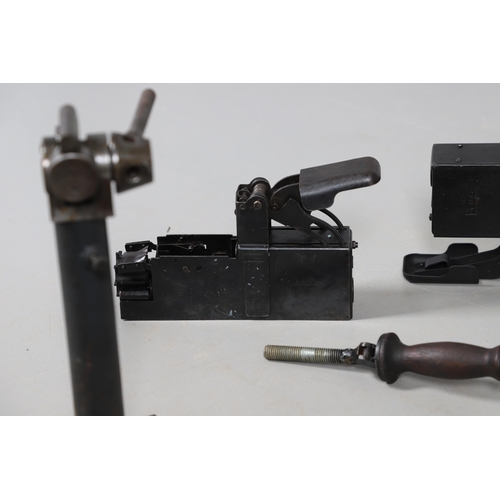 53 - TWO MACHINE GUN BELT LOADING TOOLS AND A COLLECTION OF OTHER ITEMS. Two machine gun belt loading too... 