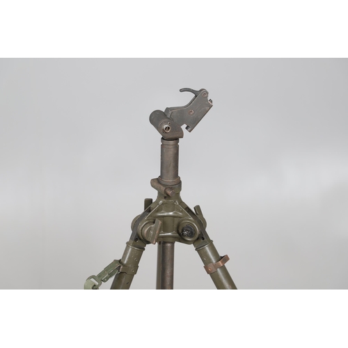 54 - A MILITARY MACHINE GUN TRIPOD AND A COLLECTION OF SMALLER BARREL SUPPORTS. A large three legged khak... 