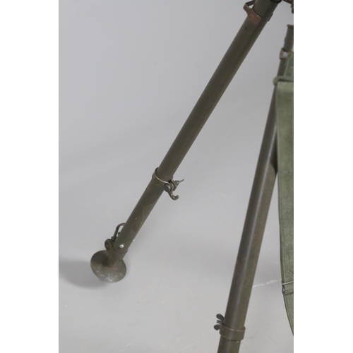 54 - A MILITARY MACHINE GUN TRIPOD AND A COLLECTION OF SMALLER BARREL SUPPORTS. A large three legged khak... 