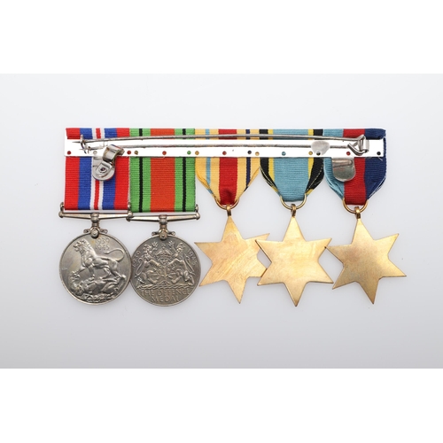 555 - THREE BARS OF SECOND WORLD WAR MEDALS TO INCLUDE A NEW ZEALAND WAR SERVICE GROUP. A group of five co... 