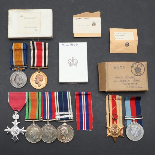 562 - A COLLECTION OF MEDALS TO THE HOGG FAMILY AND OTHERS TO INCLUDE AN MBE GROUP OF FOUR. A group of fou... 