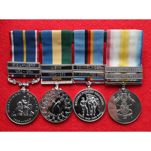 566 - A COLLECTION OF UNOFFICIAL MEDALS TO A NATIONAL SERVICE MAN WITH THE 16/5 LANCERS. A group of four u... 