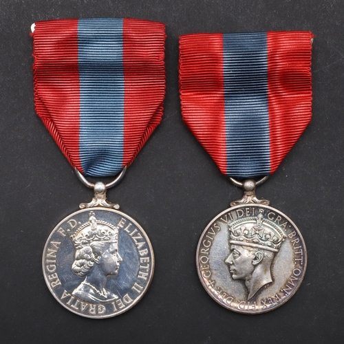 582 - A GEORGE VI IMPERIAL SERVICE MEDAL AND SIMILAR ELIZABETH II MEDAL. A George VI Imperial Service Meda... 