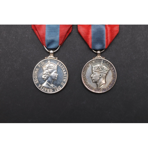 582 - A GEORGE VI IMPERIAL SERVICE MEDAL AND SIMILAR ELIZABETH II MEDAL. A George VI Imperial Service Meda... 