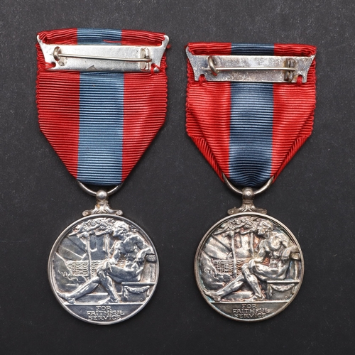 582 - A GEORGE VI IMPERIAL SERVICE MEDAL AND SIMILAR ELIZABETH II MEDAL. A George VI Imperial Service Meda... 