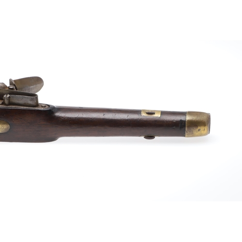 6 - A 19TH CENTURY SEA SERVICE TYPE PISTOL. With a 23 cm (9 inch) circular steel barrel, flintlock actio... 