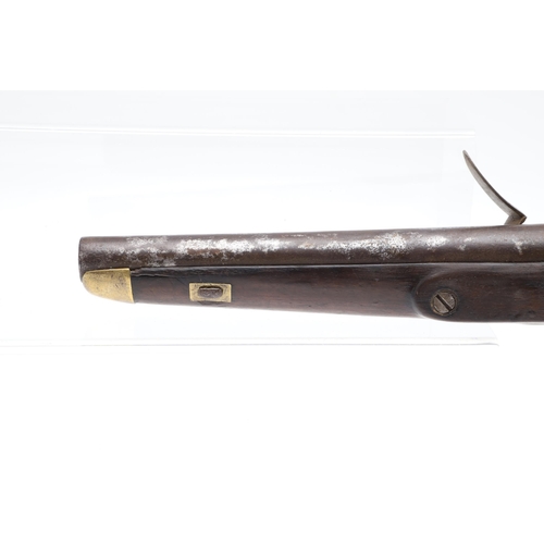 6 - A 19TH CENTURY SEA SERVICE TYPE PISTOL. With a 23 cm (9 inch) circular steel barrel, flintlock actio... 