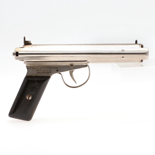 64 - AN ACCLES AND SHELVOKE 'WARRIOR' .177 AIR PISTOL. An air pistol with chromed body marked 'The 