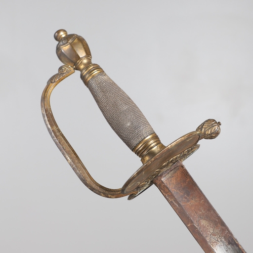 69 - A 1786 PATTERN INFANTRY OFFICERS SWORD WITH RUNKEL BLADE. With a 82 cm blade engraved with GR monogr... 