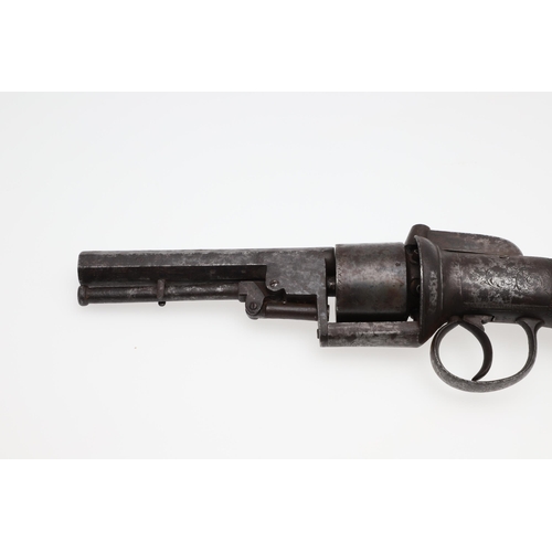 7 - AN UNUSUAL PAIR OF MID 19TH CENTURY 80 BORE TRANSITIONAL REVOLVERS. With 11.5cm octagonal barrels, m... 