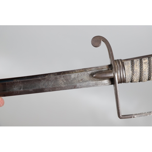 71 - A 1788 PATTERN LIGHT CAVALRY OFFICER'S SWORD AND SCABBARD BY THOMAS GILL OF BIRMINGHAM. With a 76 cm... 