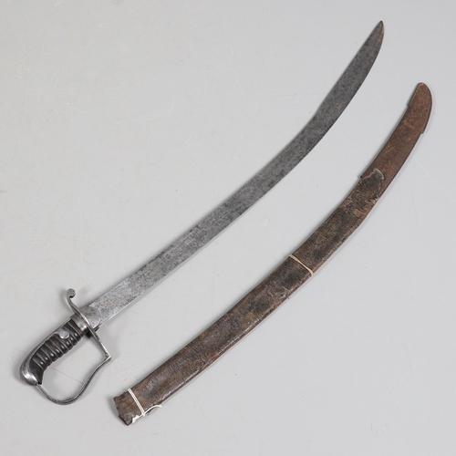 72 - A 1796 PATTERN LIGHT CAVALRY OFFICER'S SWORD AND SCABBARD. With a 76 cm flat curved blade with spear... 