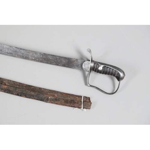 72 - A 1796 PATTERN LIGHT CAVALRY OFFICER'S SWORD AND SCABBARD. With a 76 cm flat curved blade with spear... 