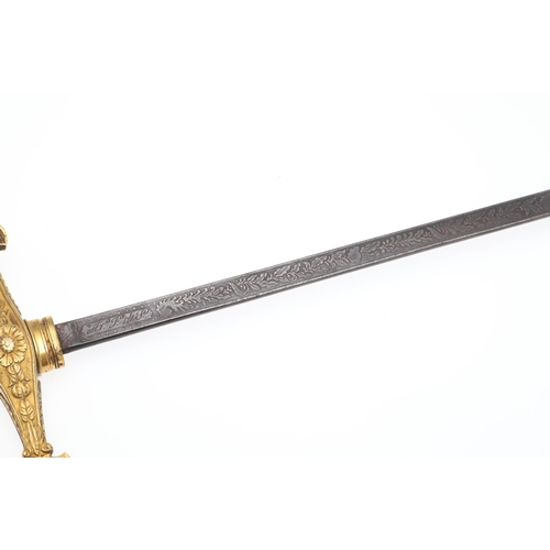 74 - AN EARLY 19TH CENTURY SWORD OF THE GENTELMAN BODYGUARDS OF THE KING OF SPAIN. An interesting small s... 