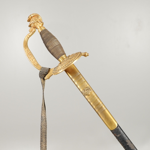 75 - A VICTORIAN COURT SWORD AND SCABBARD BY MOLE OF BIRMINGHAM. With a 79cm slender pointed blade with p... 