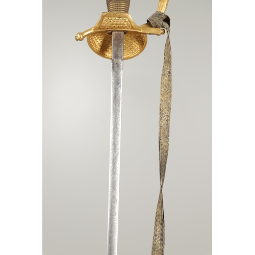 75 - A VICTORIAN COURT SWORD AND SCABBARD BY MOLE OF BIRMINGHAM. With a 79cm slender pointed blade with p... 