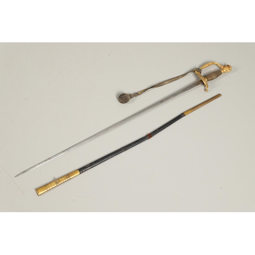 75 - A VICTORIAN COURT SWORD AND SCABBARD BY MOLE OF BIRMINGHAM. With a 79cm slender pointed blade with p... 