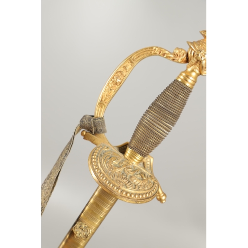 75 - A VICTORIAN COURT SWORD AND SCABBARD BY MOLE OF BIRMINGHAM. With a 79cm slender pointed blade with p... 