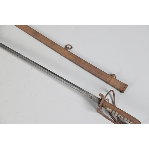 76 - AN EDWARD VII 1821 PATTERN ROYAL GARRISON ARTILLERY SWORD. With an 83 cm single edged, pointed and f... 