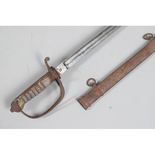 76 - AN EDWARD VII 1821 PATTERN ROYAL GARRISON ARTILLERY SWORD. With an 83 cm single edged, pointed and f... 