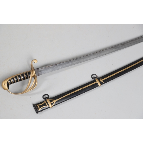 79 - AN 1822 PATTERN LIGHT CAVALRY OFFICER'S SWORD BY BARLOW OF LONDON. With a 90 cm gently curved pipe b... 