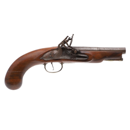 8 - AN EARLY 19TH CENTURY OVERCOAT PISTOL BY C. MALDON. A flintlock pistol with a 16 cm tapering barrel,... 