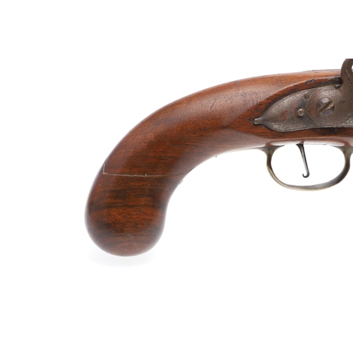 8 - AN EARLY 19TH CENTURY OVERCOAT PISTOL BY C. MALDON. A flintlock pistol with a 16 cm tapering barrel,... 