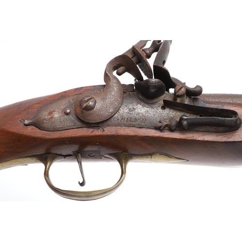 8 - AN EARLY 19TH CENTURY OVERCOAT PISTOL BY C. MALDON. A flintlock pistol with a 16 cm tapering barrel,... 