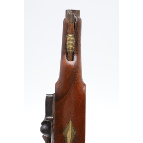 8 - AN EARLY 19TH CENTURY OVERCOAT PISTOL BY C. MALDON. A flintlock pistol with a 16 cm tapering barrel,... 