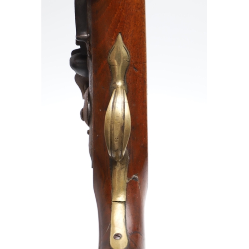 8 - AN EARLY 19TH CENTURY OVERCOAT PISTOL BY C. MALDON. A flintlock pistol with a 16 cm tapering barrel,... 