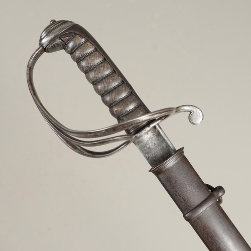 81 - A CRIMEA PERIOD 1822 PATTERN LIGHT CAVALRY OFFICER'S SWORD AND SCABBARD. With a 90 cm curved, sharpe... 