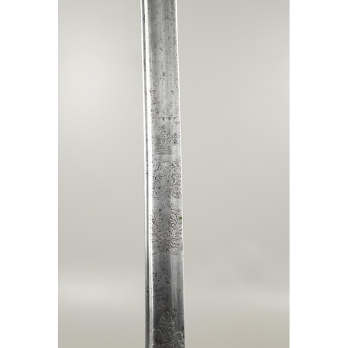 81 - A CRIMEA PERIOD 1822 PATTERN LIGHT CAVALRY OFFICER'S SWORD AND SCABBARD. With a 90 cm curved, sharpe... 