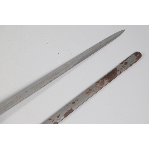 89 - A VICTORIAN 1834/1874 PATTERN HOUSEHOLD CAVALRY OFFICER'S SWORD AND SCABBARD. With a 97cm broad, poi... 