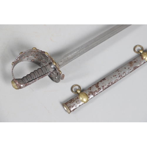 89 - A VICTORIAN 1834/1874 PATTERN HOUSEHOLD CAVALRY OFFICER'S SWORD AND SCABBARD. With a 97cm broad, poi... 