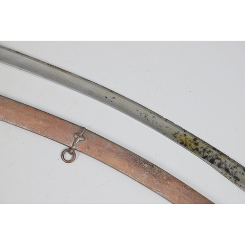 93 - A NINETEENTH CENTURY IVORY HANDLED MAMELUKE SWORD MARKED FOR THE VAVASOUR FAMILY. With an 81 cm gent... 