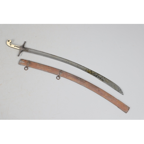 93 - A NINETEENTH CENTURY IVORY HANDLED MAMELUKE SWORD MARKED FOR THE VAVASOUR FAMILY. With an 81 cm gent... 