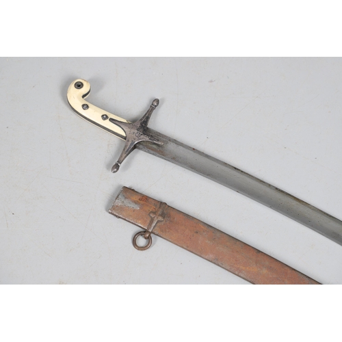 93 - A NINETEENTH CENTURY IVORY HANDLED MAMELUKE SWORD MARKED FOR THE VAVASOUR FAMILY. With an 81 cm gent... 