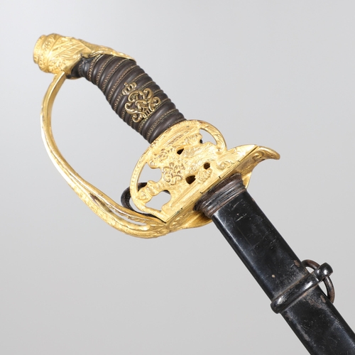 97 - PRUSSIAN SENIOR INFANTRY OFFICER'S 1889 PATTERN SWORD AND SCABBARD. A fine quality sword with an unu... 