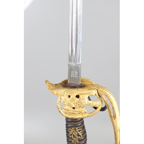 97 - PRUSSIAN SENIOR INFANTRY OFFICER'S 1889 PATTERN SWORD AND SCABBARD. A fine quality sword with an unu... 