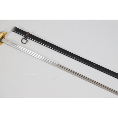 97 - PRUSSIAN SENIOR INFANTRY OFFICER'S 1889 PATTERN SWORD AND SCABBARD. A fine quality sword with an unu... 