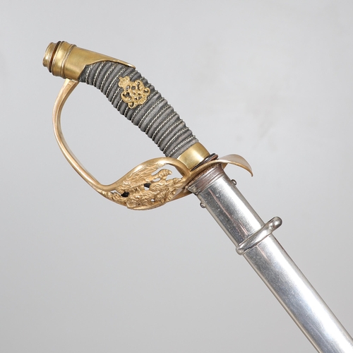 98 - A PRUSSIAN IMPERIAL INFANTRY OFFICER'S 1889 PATTERN SWORD AND SCABBARD. With an 84 cm pointed, singl... 