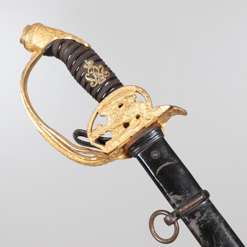 99 - A PRUSSIAN IMPERIAL INFANTRY OFFICER'S 1889 PATTERN SWORD AND SCABBARD. With a 85 cm pointed single ... 