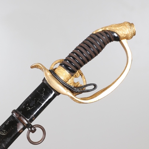 99 - A PRUSSIAN IMPERIAL INFANTRY OFFICER'S 1889 PATTERN SWORD AND SCABBARD. With a 85 cm pointed single ... 