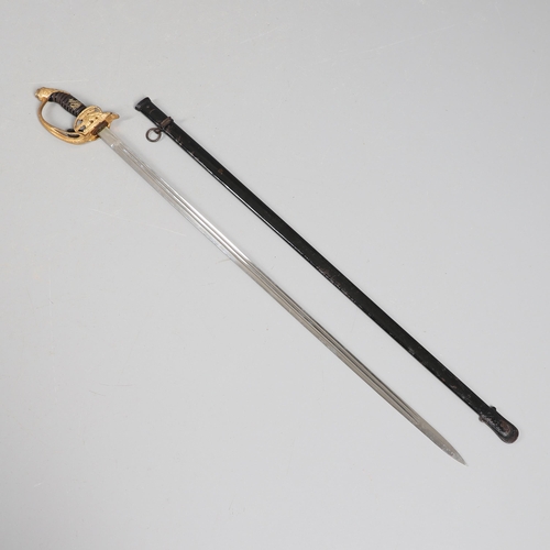 99 - A PRUSSIAN IMPERIAL INFANTRY OFFICER'S 1889 PATTERN SWORD AND SCABBARD. With a 85 cm pointed single ... 