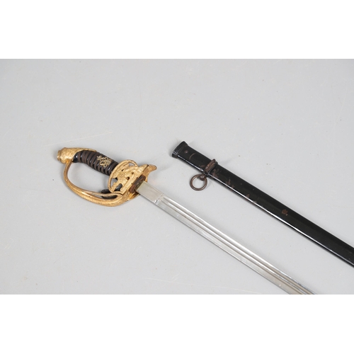 99 - A PRUSSIAN IMPERIAL INFANTRY OFFICER'S 1889 PATTERN SWORD AND SCABBARD. With a 85 cm pointed single ... 