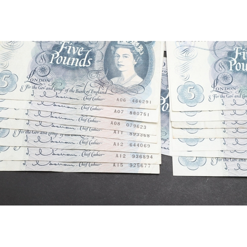 601 - A COLLECTION OF 42 BANK OF ENGLAND SERIES 'C' FIVE POUND NOTES. A collection of 42 Series 'C' portra... 