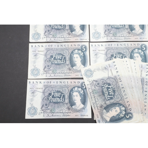 601 - A COLLECTION OF 42 BANK OF ENGLAND SERIES 'C' FIVE POUND NOTES. A collection of 42 Series 'C' portra... 